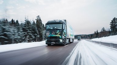 eActros 600 European tour in snow and ice: Electric trucks also drive efficiently in winter   