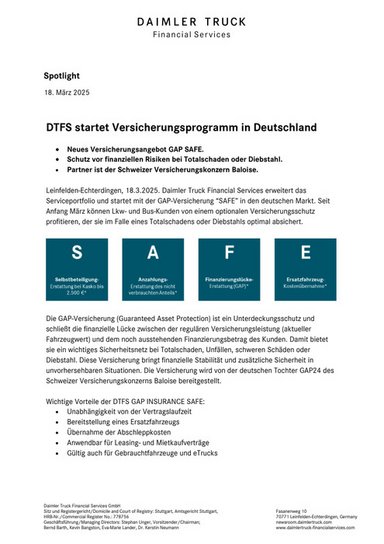 DTFS startet Versicherungsprogramm in Deutschland