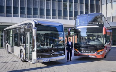 Till Oberwörder, Leiter Daimler Buses  &amp;  Vorsitzender der Geschäftsführung der EvoBus GmbH, beim Jahrespressegespräch Daimler Buses,  Februar 2019