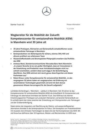 Wegbereiter für die Mobilität der Zukunft: Kompetenzcenter für emissionsfreie Mobilität (KEM) in Mannheim wird 30 Jahre alt