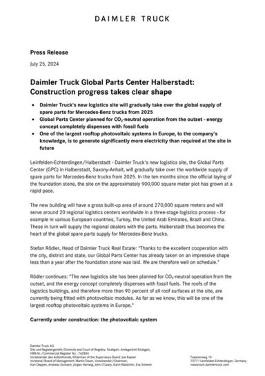 Daimler Truck Global Parts Center Halberstadt: Construction progress takes clear shape