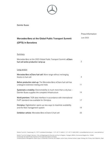 Mercedes-Benz at the Global Public Transport Summit (GPTS) in Barcelona