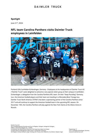 NFL team Carolina Panthers visits Daimler Truck employees in Leinfelden