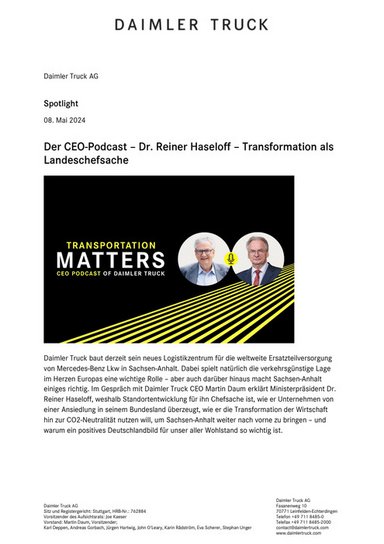 Der CEO-Podcast – Dr. Reiner Haseloff – Transformation als Landeschefsache