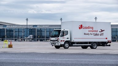 Ready for takeoff: Flughafen Berlin Brandenburg GmbH is operating all-electric eCanter from Daimler Truck brand FUSO