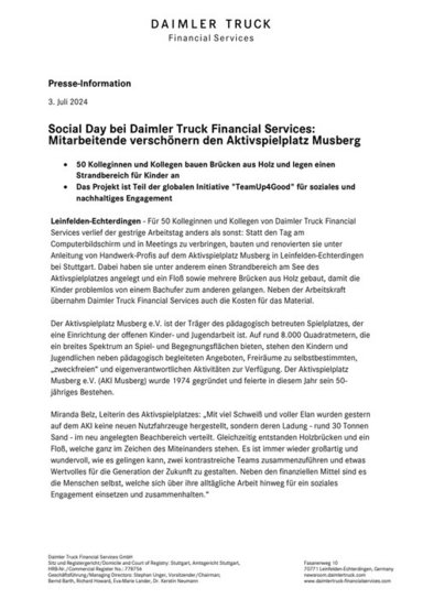 Social Day bei Daimler Truck Financial Services: Mitarbeitende verschönern den Aktivspielplatz Musberg
