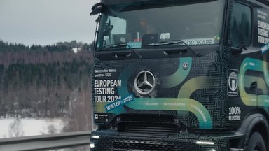 eActros 600 European tour in snow and ice: Electric trucks also drive efficiently in winter