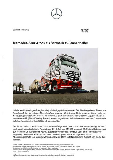 Mercedes-Benz Arocs als Schwerlast-Pannenhelfer