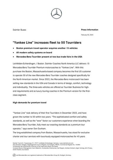 “Yankee Line” increases fleet to 50 Tourriders