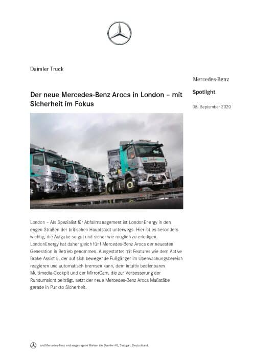 Der neue Mercedes-Benz Arocs in London – mit Sicherheit im Fokus