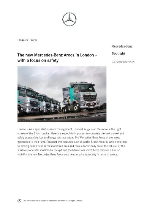 The new Mercedes-Benz Arocs in London – with a focus on safety