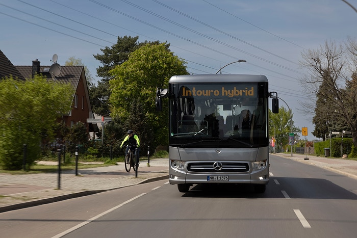 The compact Mercedes-Benz Intouro K hybrid inter-city bus