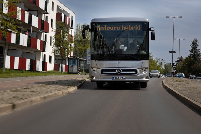 The compact Mercedes-Benz Intouro K hybrid inter-city bus