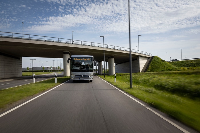 The compact Mercedes-Benz Intouro K hybrid inter-city bus