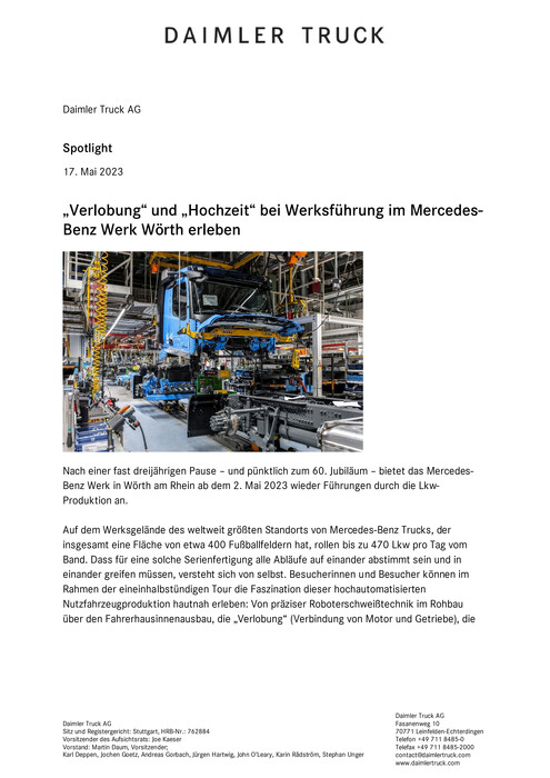 Verlobung“ und „Hochzeit“ bei Werksführung im Mercedes-Benz Werk Wörth erleben