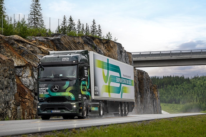 Elektrische Europatour: eActros 600 Test-Trucks erreichen nördlichstes Etappenziel