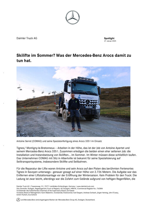 Skilifte im Sommer? Was der Mercedes-Benz Arocs damit zu tun hat.