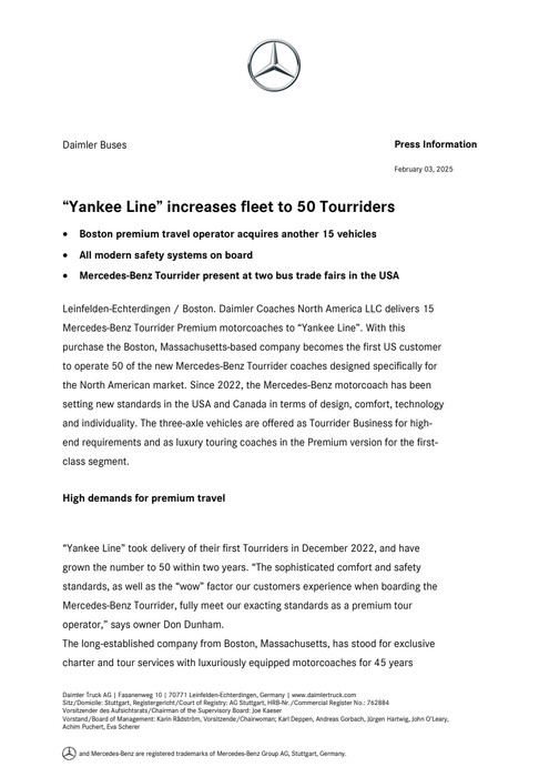 “Yankee Line” increases fleet to 50 Tourriders