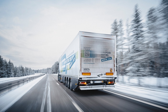 eActros 600 European tour in snow and ice: Electric trucks also drive efficiently in winter