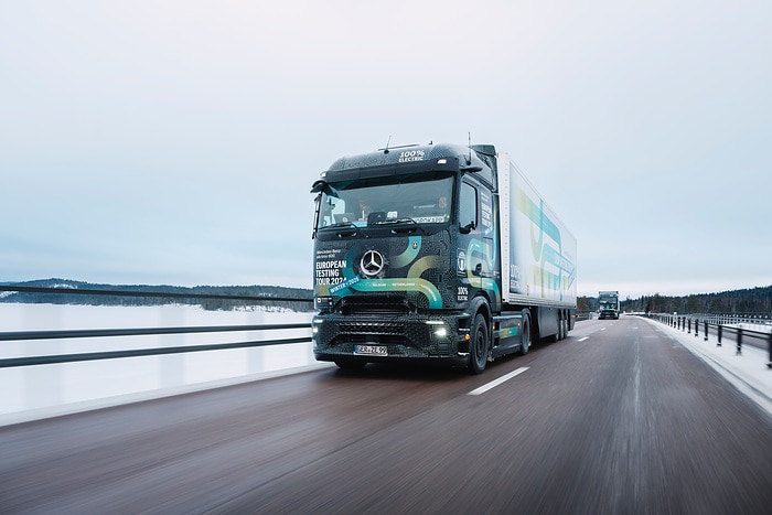 eActros 600 European tour in snow and ice: Electric trucks also drive efficiently in winter