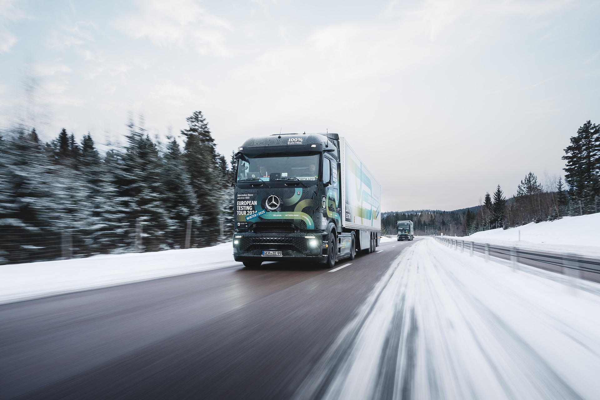 eActros 600 European tour in snow and ice: Electric trucks also drive efficiently in winter