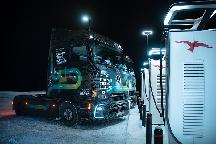 eActros 600 European tour in snow and ice: Electric trucks also drive efficiently in winter