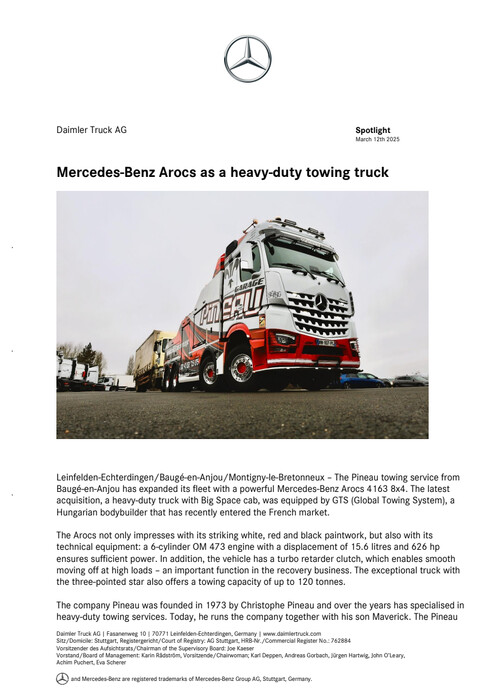 Mercedes-Benz Arocs as a heavy-duty towing truck