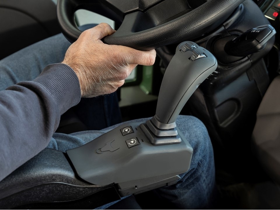 Joystick (can be plugged into the right armrest of the driver's or passenger seat) The Unimog for modern agriculture: three implement carriers at Agritechnica