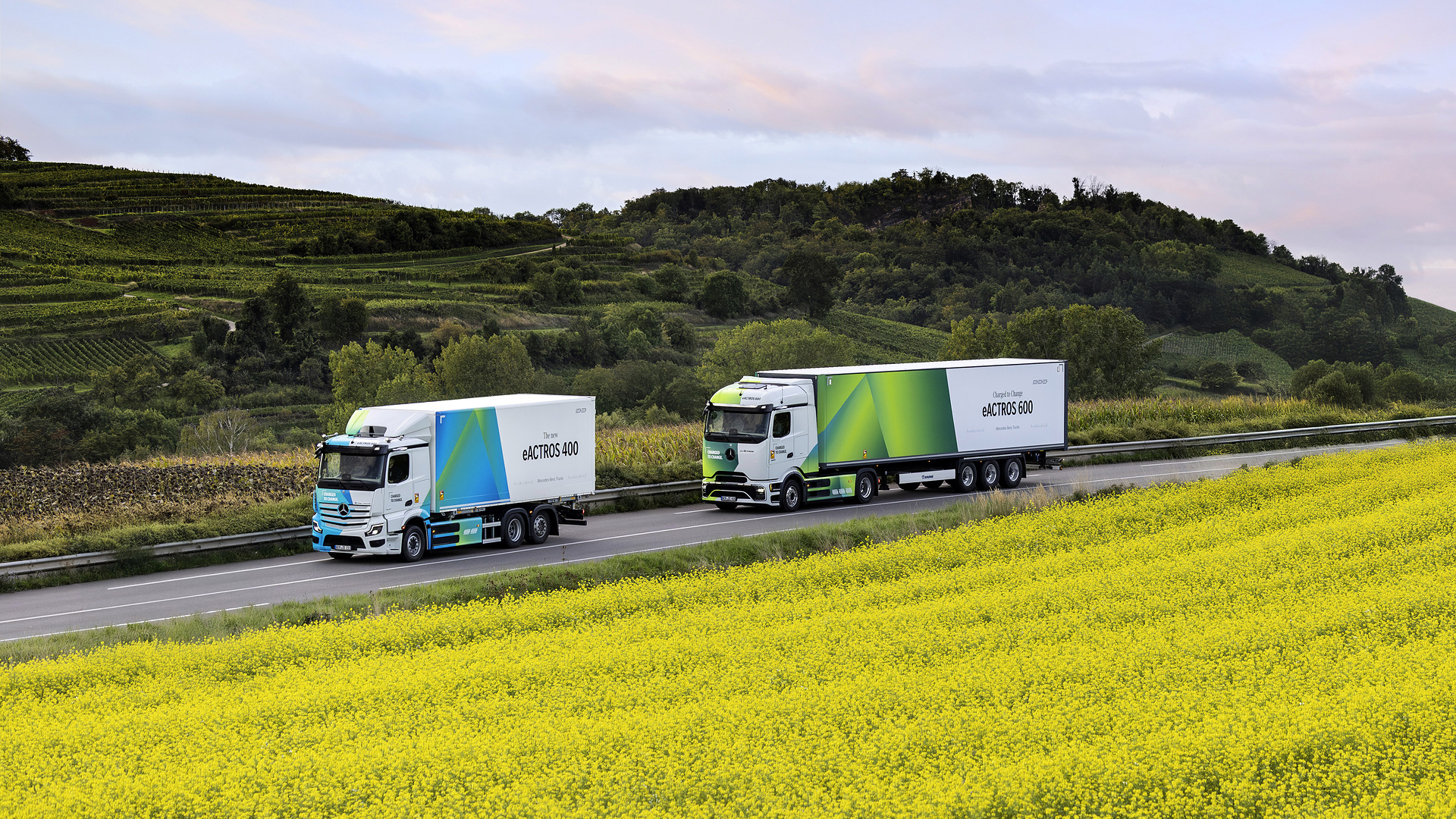 Mercedes-Benz Trucks Driving Experience for media around the manufacturers facility in Molsheim, France Group pictures: Mercedes-Benz eActros 400 / eActros 600 / Actros L